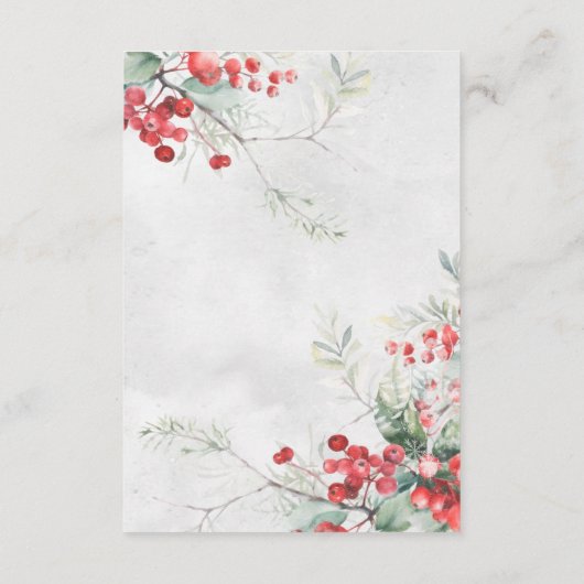 Rustikale Winter Holly & Pine Wedding Details Begleitkarte (Rückseite)