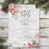 Rustikale Winter Holly & Pine Wedding Details Begleitkarte