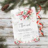 Rustikale Winter Holly & Pine Wedding Einladung