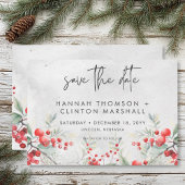 Rustikale Winter Holly & Pine Wedding Save The Date