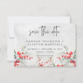 Rustikale Winter Holly & Pine Wedding Save The Date (Vorderseite)