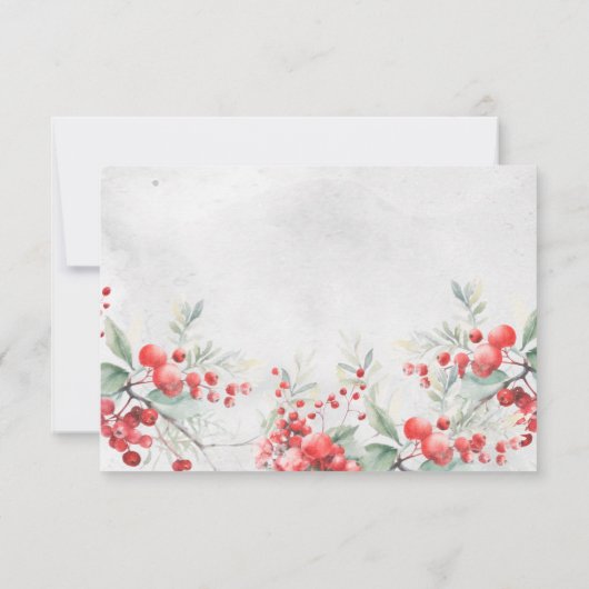 Rustikale Winter Holly & Pine Wedding Save The Date (Rückseite)