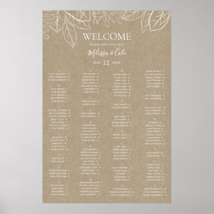 Rustikale Winter Kraft Alphabetisches Seekarte Poster