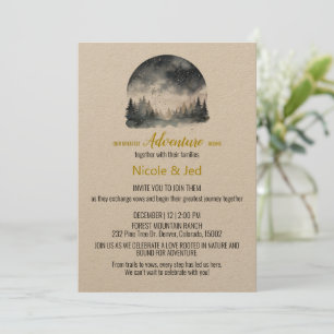 Rustikale Winter Kraft Pine Trees Outdoor Wedding Einladung