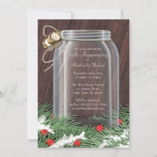 Rustikale Winter Mason Jar Einladung zum Jubiläum
