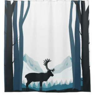 Rustikale Winter-Natur-Illustration Duschvorhang