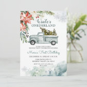 Rustikale Winter ONEderland Geburtstagsparty Einla Einladung (Stehend Vorderseite)