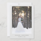 Rustikale Winter Pine Cabin Foto Hochzeit Dankeskarte (Rückseite)