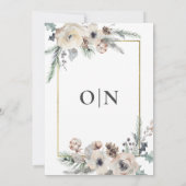 Rustikale Winter Pine Floral Gold Rahmen Hochzeit Einladung (Rückseite)