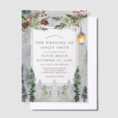 Rustikale Winter Pine Trees Botanische Laternenhoc Pergament Einladungen (Versetzt)