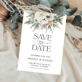 Rustikale Winter Pinecone Save the Date Karte