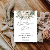 Rustikale Winter Pinecone Save the Date Karte