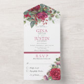 Rustikale Winter Rote Rose Kein Abendessen All In One Einladung (Innen Boden)