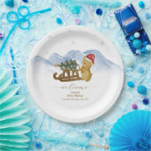 Rustikale Winter-Schlitten-Bär-Baby-Party-Willkomm Pappteller (Party)