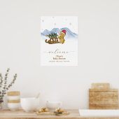 Rustikale Winter-Schlitten-Bär-Baby-Party-Willkomm Poster (Küche)