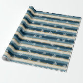 Rustikale Winter-Schneeflocken Blau Gold Gemalte S Geschenkpapier (Ungerollt)