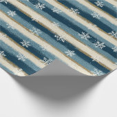 Rustikale Winter-Schneeflocken Blau Gold Gemalte S Geschenkpapier (Ecke)
