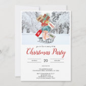 Rustikale Winter Sled Snow Weihnachten Party Einla Einladung (Vorderseite)
