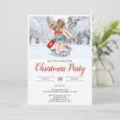 Rustikale Winter Sled Snow Weihnachten Party Einla Einladung (Stehend Vorderseite)