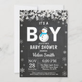 Rustikale Winter Snowman Boy Baby Dusche Einladung (Vorderseite)