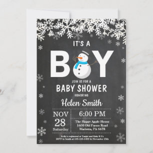 Rustikale Winter Snowman Boy Baby Dusche Einladung