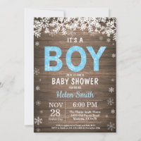 Rustikale Winter Snowman Boy Babydusche Einladung