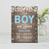 Rustikale Winter Snowman Boy Babydusche Einladung (Stehend Vorderseite)