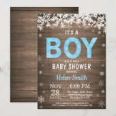 Rustikale Winter Snowman Boy Babydusche Einladung (Vorne/Hinten)