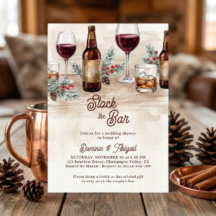 Rustikale Winter-Stock-the-Bar-Paare-Spritzparty Einladung