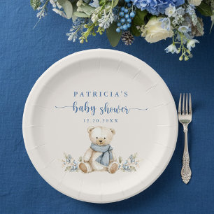 Rustikale Winter Teddy Bear Beige Babydusche Pappteller