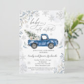 Rustikale Winter Truck Snowflake Babydusche Einladung (Stehend Vorderseite)