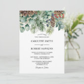 Rustikale Winter- und Pinienwaldhochzeit Einladung (Stehend Vorderseite)