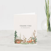 Rustikale Winter-Wald-Baby-Party Dankeskarte (Vorderseite)