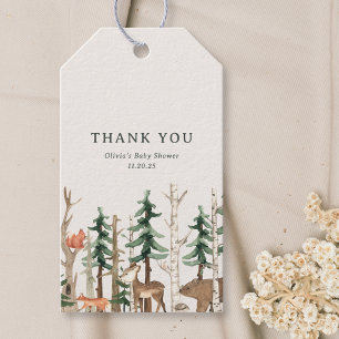 Rustikale Winter-Wald-Babyparty Geschenkanhänger