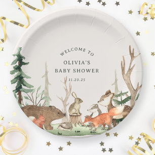 Rustikale Winter-Wald-Babyparty Pappteller