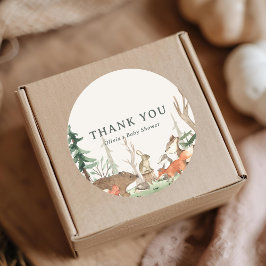 Rustikale Winter-Wald-Babyshower-Geschenke Runder Aufkleber