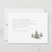 Rustikale Winter Wedding Fotos Forest Green ID1049 Dankeskarte (Rückseite)