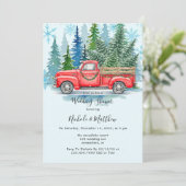 Rustikale Winter Wedding Truck Bridesmaids Gefalle Einladung (Stehend Vorderseite)
