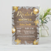 Rustikale Winter Weihnachts-Brautdusche Einladung (Stehend Vorderseite)