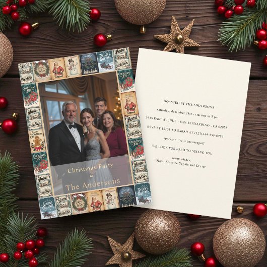 Rustikale Winter Weihnachts-Foto Party Einladung