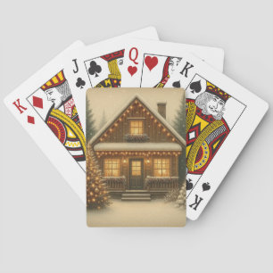Rustikale Winter-/Weihnachtshütte Spielkarten