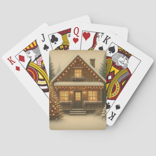 Rustikale Winter-/Weihnachtshütte Spielkarten (Rückseite)