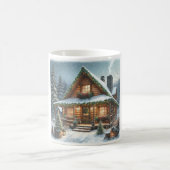 Rustikale Winter-/Weihnachtsschneekabine Kaffeetasse (Mittel)