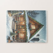 Rustikale Winter-/Weihnachtsschneekabine Puzzle (Horizontal)