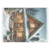 Rustikale Winter-/Weihnachtsschneekabine Tischdecke (Vorderseite (Horizontal))