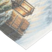 Rustikale Winter-/Weihnachtsschneekabine Tischdecke (Schrägansicht)