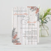 Rustikale Winter-Whitewusch-Hochzeit Einladung (Stehend Vorderseite)