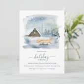 Rustikale Winter Woodland Weihnachtsfeier Einladung (Stehend Vorderseite)