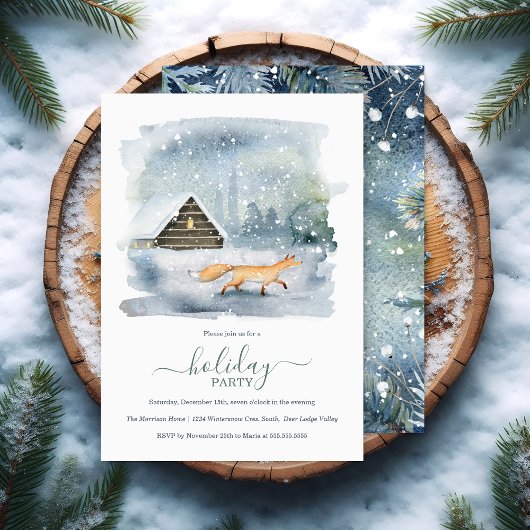 Rustikale Winter Woodland Weihnachtsfeier Einladung