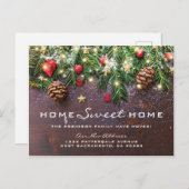 Rustikale Winterankündigung über neue Adresse Ankündigungspostkarte (Vorne/Hinten)